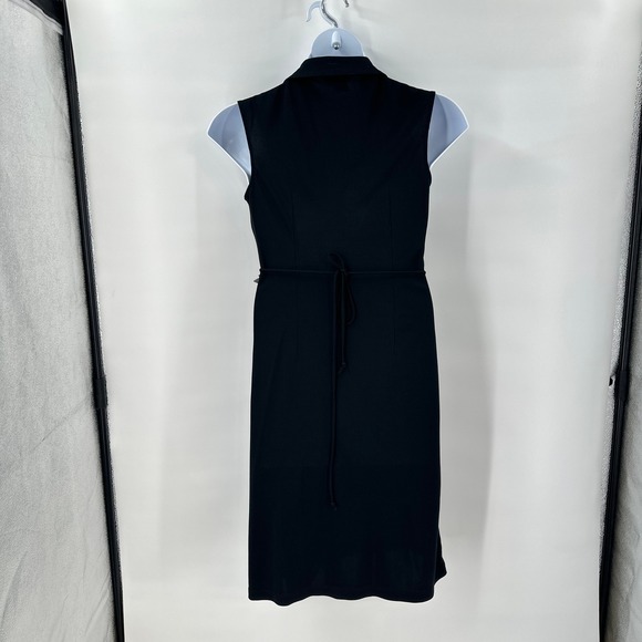 BCBGMAXAZRIA Black Dress Womens Large Sleeveless Wrap Tie Waist USA Made - Picture 5 of 8